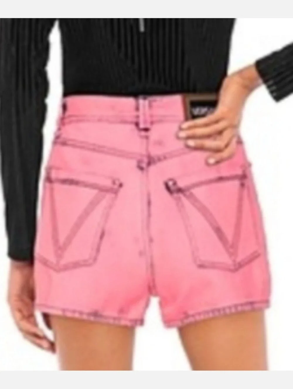 Versace Pink Denim Shorts Size 27